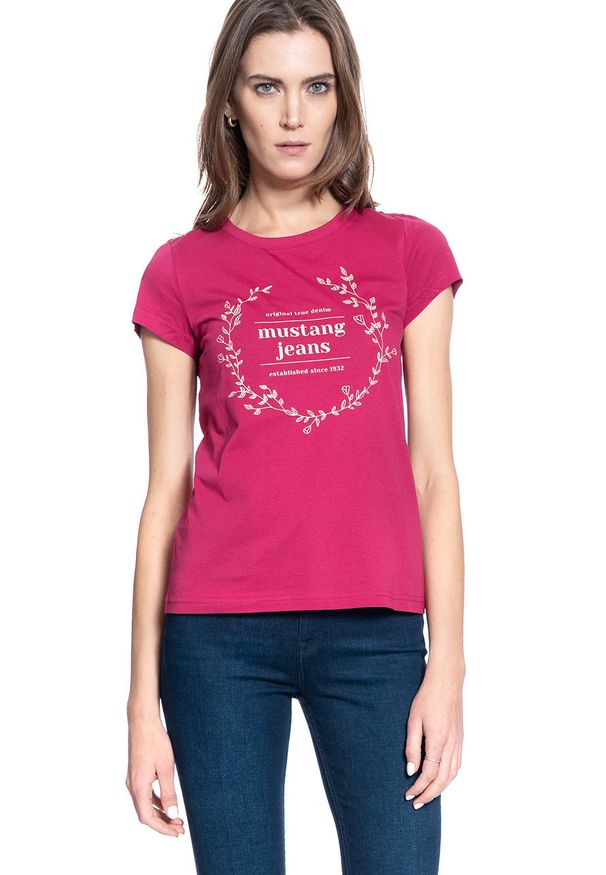 Mustang - DAMSKI T-SHIRT MUSTANG ALINA C PRINT 1010748 8354. Wzór: nadruk
