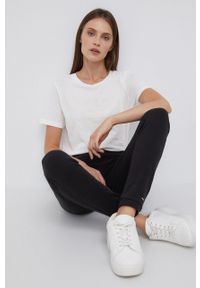 TOMMY HILFIGER - Tommy Hilfiger Spodnie damskie kolor czarny gładkie. Kolor: czarny. Materiał: skóra, dzianina, włókno. Wzór: gładki #3