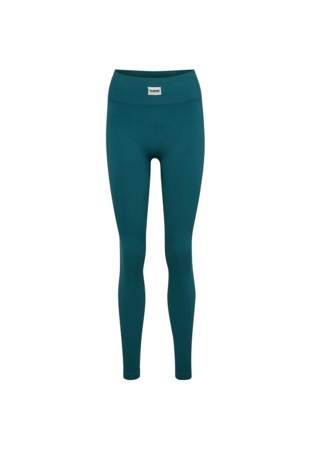 Damskie legginsy bezszwowe prążkowane Hummel Pulse. Kolor: zielony. Materiał: prążkowany. Wzór: prążki. Sport: fitness