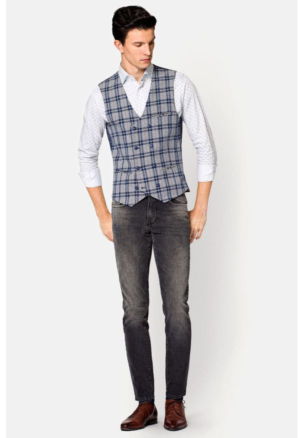 Lancerto - Jeansy Szare Meriden Slim. Kolor: szary. Wzór: haft. Styl: vintage