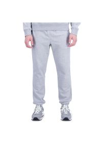 Spodnie New Balance MP31539AG - szare. Kolor: szary. Materiał: tkanina, dresówka, poliester, bawełna