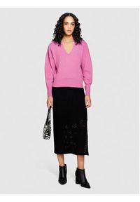Sisley Sweter 1044M400T Różowy Regular Fit. Kolor: różowy. Materiał: wełna