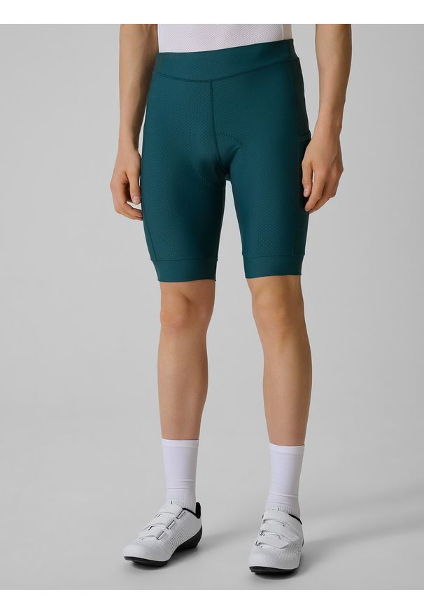 4f - 4F Spodenki kolarskie z żelową wkładką męskie - zielone XL. Kolor: zielony. Materiał: materiał, dzianina. Długość: długie. Sport: kolarstwo