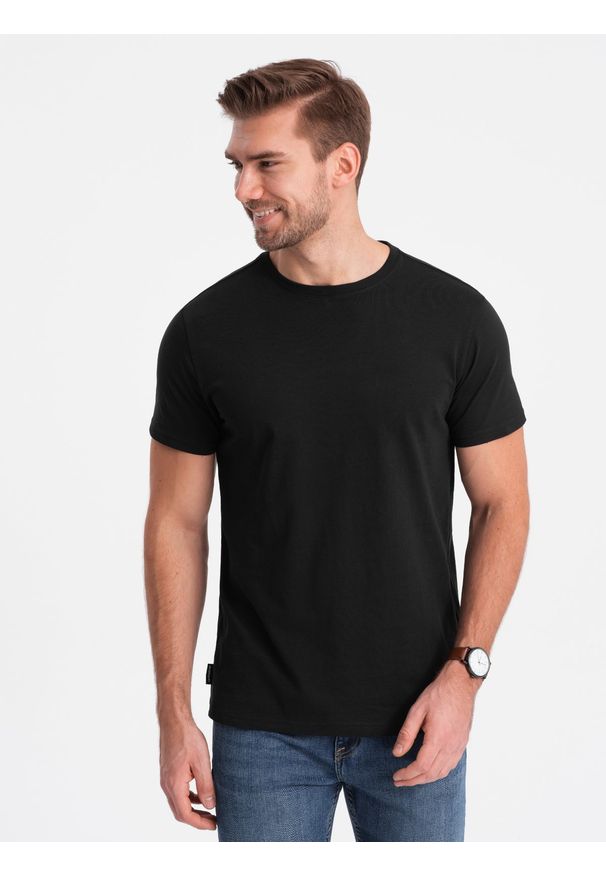 Ombre Clothing - Męski klasyczny bawełniany T-shirt BASIC - ciepło-szary V7 OM-TSBS-0146 - XXL. Kolor: szary. Materiał: bawełna. Styl: klasyczny