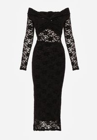 Renee - Czarna Koronkowa Sukienka Bodycon z Odkrytymi Ramionami i Supłem Aethanise. Okazja: na imprezę. Kolor: czarny. Materiał: koronka. Typ sukienki: bodycon, z odkrytymi ramionami. Styl: elegancki #4