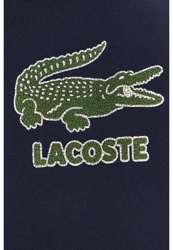 Lacoste Bluza męska kolor granatowy z nadrukiem. Okazja: na co dzień. Kolor: niebieski. Wzór: nadruk. Styl: casual