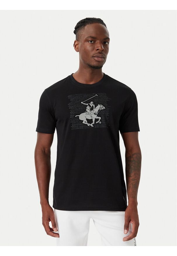 Beverly Hills Polo Club T-Shirt M1623-HR Czarny Regular Fit. Typ kołnierza: polo. Kolor: czarny. Materiał: bawełna