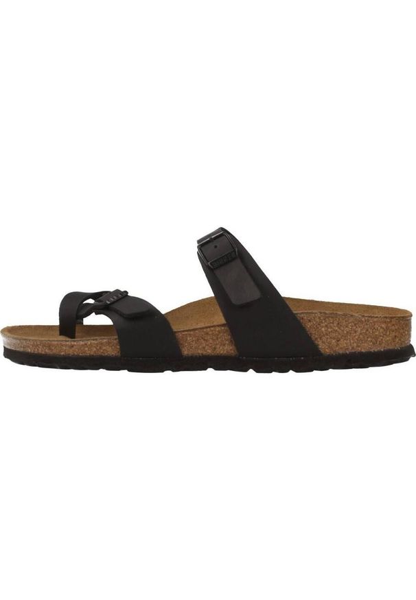 Klapki damskie Birkenstock Mayari BF. Kolor: wielokolorowy, czarny, szary. Materiał: materiał