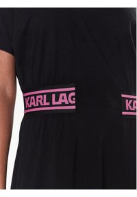 Karl Lagerfeld - KARL LAGERFELD Sukienka codzienna 225W1352 Czarny Regular Fit. Okazja: na co dzień. Typ kołnierza: dekolt w karo. Kolor: czarny. Materiał: bawełna. Typ sukienki: proste. Styl: casual