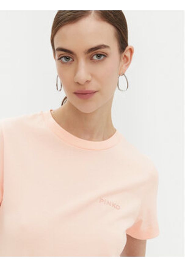Pinko - PINKO T-Shirt Start 101752 Różowy Regular Fit. Kolor: różowy. Materiał: bawełna