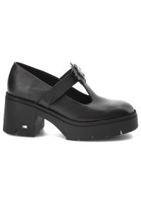 Czarne Półbuty Karino Buty Damskie Na Obcasie. Kolor: czarny. Materiał: skóra. Obcas: na obcasie. Styl: klasyczny, elegancki. Wysokość obcasa: średni