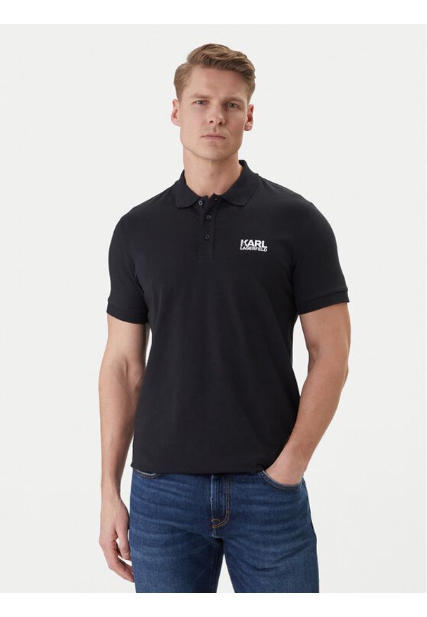 Karl Lagerfeld - KARL LAGERFELD Polo 745780 562235 Granatowy Regular Fit. Typ kołnierza: polo. Kolor: niebieski. Materiał: bawełna