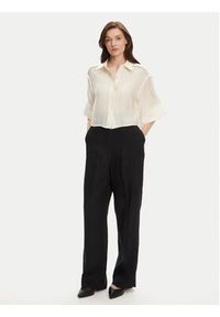 TOMMY HILFIGER - Tommy Hilfiger Spodnie materiałowe WW0WW46823 Czarny Straight Fit. Kolor: czarny. Materiał: len #3
