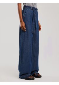 Big-Star - Jeansy damskie wide z paskiem granatowe Julii 550. Okazja: na co dzień. Stan: podwyższony. Kolor: niebieski. Długość: długie. Styl: casual, klasyczny, elegancki #5