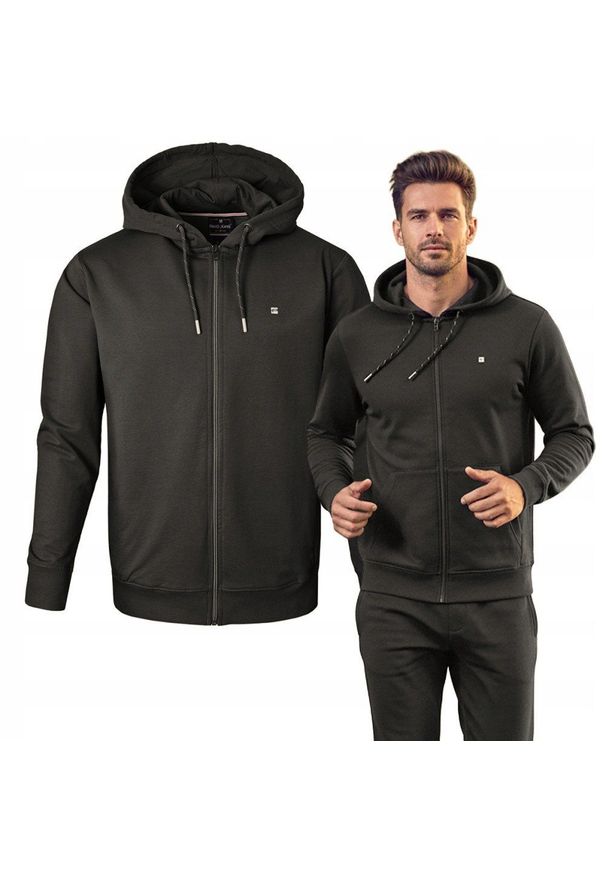 Wygodna Bluza Bawełniana - Pako Jeans - Czarna z Kapturem. Typ kołnierza: kaptur. Kolor: czarny. Materiał: bawełna. Styl: klasyczny