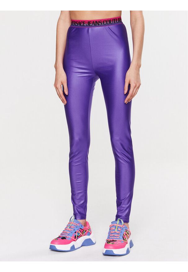 Legginsy Versace Jeans Couture. Kolor: fioletowy. Materiał: syntetyk