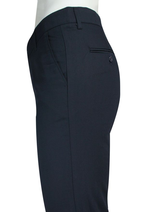 Quickside - Spodnie Casualowe, Ciemne Granatowe Chinosy z Elastanem, Zwężana Nogawka, Męskie -QUICKSIDE. Okazja: na co dzień. Kolor: niebieski. Materiał: wiskoza, poliester, elastan. Sezon: lato. Styl: casual