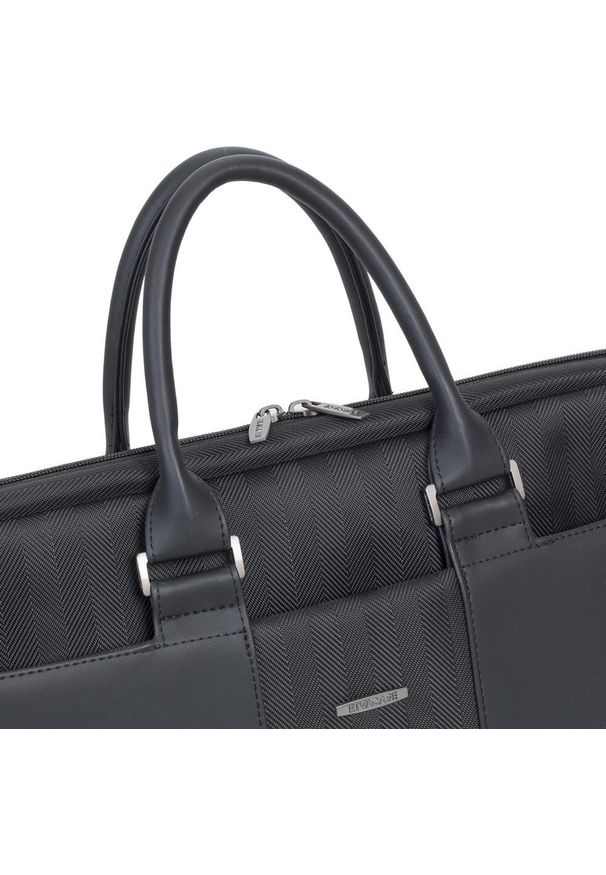 RIVACASE - Torba Rivacase 8135 czarny. Kolor: czarny. Materiał: skóra, tkanina. Wzór: jodełka. Styl: elegancki