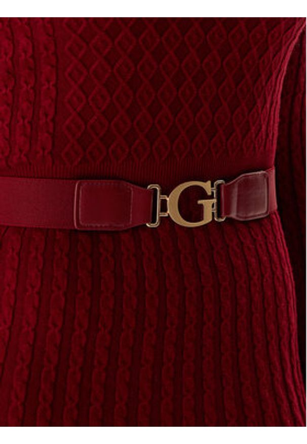 Guess Sukienka dzianinowa W5BK68 Z2YJ2 Czerwony Slim Fit. Kolor: czerwony. Materiał: syntetyk