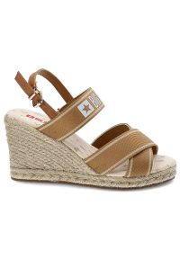 Big-Star - Beżowe Sandały Big Star Stylowe Espadryle Damskie. Kolor: beżowy. Materiał: materiał. Szerokość cholewki: normalna. Styl: elegancki