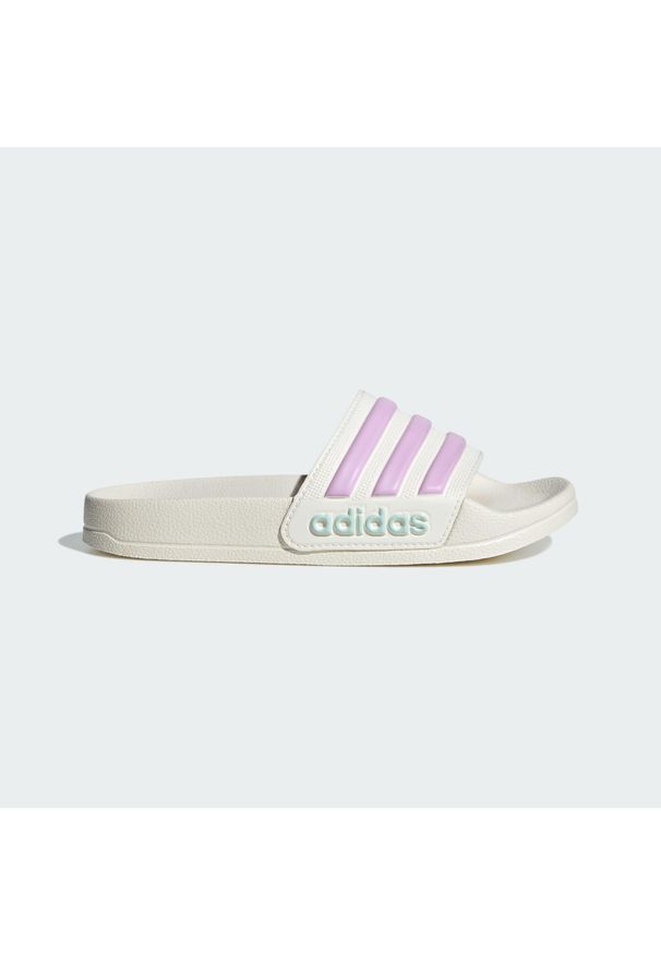 Adidas - Klapki Adilette Shower. Kolor: biały, różowy, wielokolorowy, zielony. Styl: sportowy