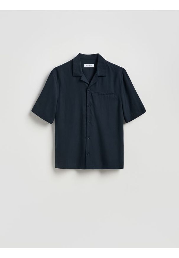 Reserved - Koszula comfort fit z lyocellu - granatowy. Kolor: niebieski. Materiał: tkanina