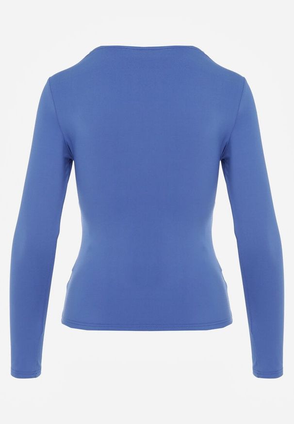 Renee - Niebieska Bluzka Iphicraethon. Kolor: niebieski. Materiał: dzianina. Długość rękawa: długi rękaw. Długość: długie. Wzór: aplikacja