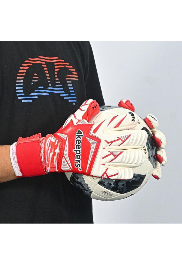 4KEEPERS - Rękawice bramkarskie dla dorosłych 4Keepers Force V4.25 HNC. Kolor: czerwony. Sport: piłka nożna