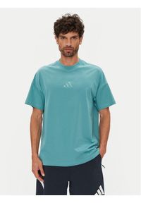 Adidas - adidas T-Shirt ALL SZN JX5085 Turkusowy Loose Fit. Kolor: turkusowy. Materiał: bawełna