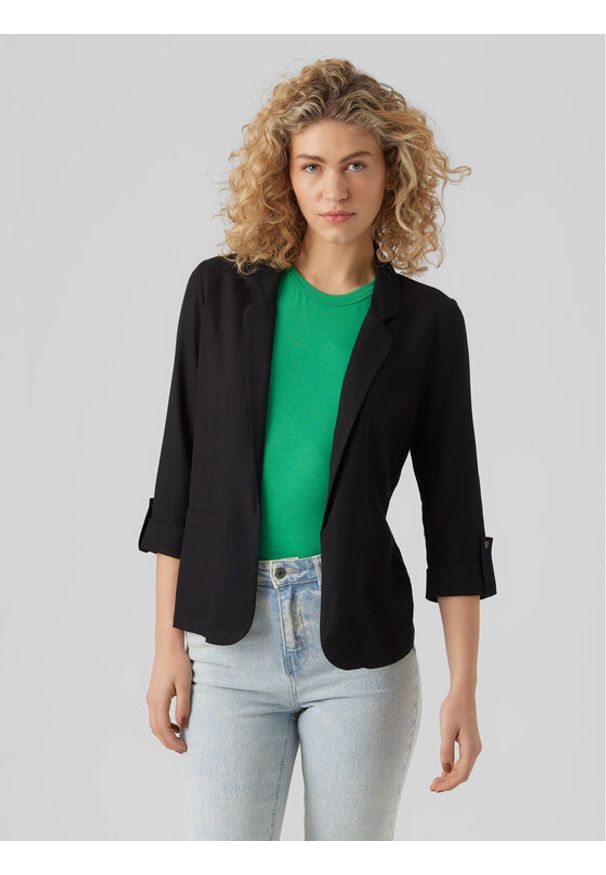 Vero Moda Marynarka Jesmilo 10279700 Czarny Regular Fit. Kolor: czarny. Materiał: len, wiskoza