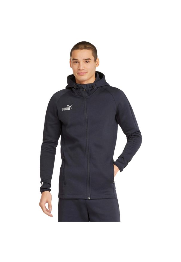 Bluza z kapturem Puma Teamfinal Casuals Hooded Jkt, Mężczyźni. Typ kołnierza: kaptur. Kolor: niebieski. Materiał: bawełna, materiał. Sport: piłka nożna