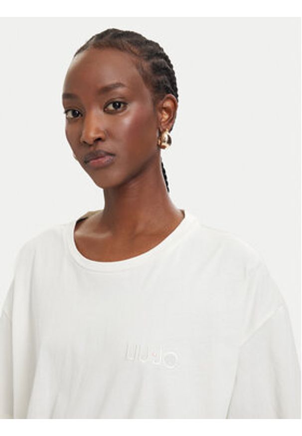 Liu Jo Sport T-Shirt TA6119 JS923 Kremowy Oversize. Kolor: kremowy. Materiał: bawełna. Styl: sportowy