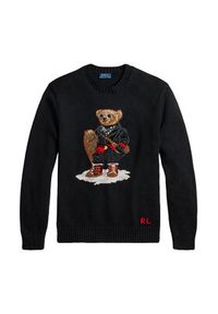 Polo Ralph Lauren Sweter 710982140001 Czarny Regular Fit. Typ kołnierza: polo. Kolor: czarny. Materiał: bawełna #5
