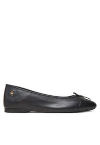 TOMMY HILFIGER - Tommy Hilfiger Baleriny Toe Cap Leather Ballerina FW0FW08759 Czarny. Kolor: czarny. Materiał: skóra