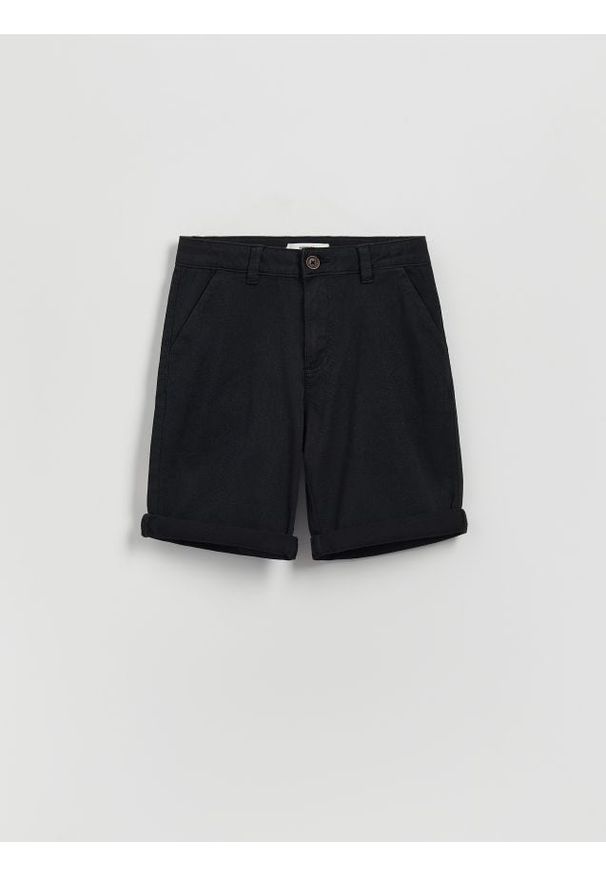 Reserved - Bawełniane szorty - czarny. Kolor: czarny. Materiał: bawełna