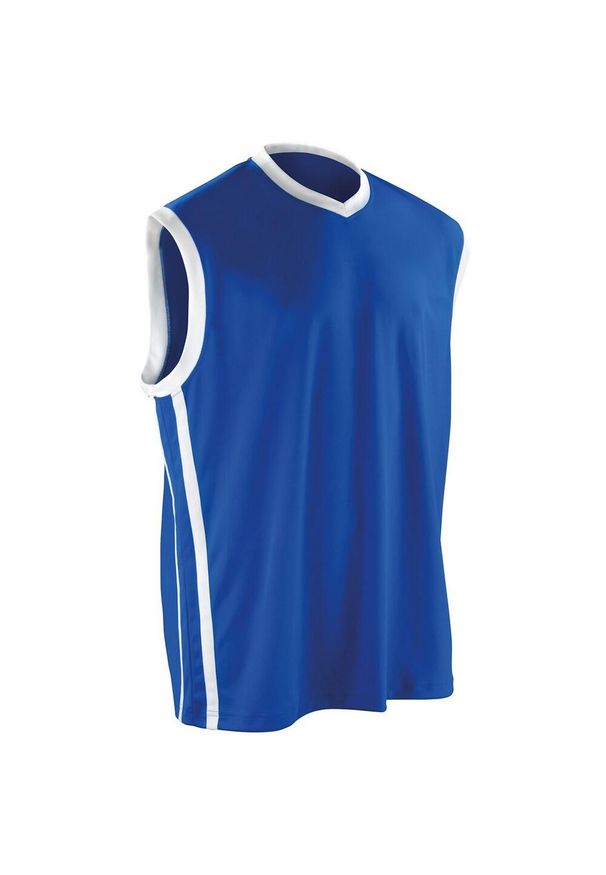 SPIRO - Męski Szybkoschnący Podkoszulek Do Koszykówki. Kolor: niebieski, wielokolorowy, biały. Sport: koszykówka