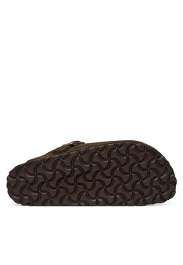Birkenstock Klapki Boston Fur 1020529 Brązowy. Kolor: brązowy. Materiał: zamsz, skóra