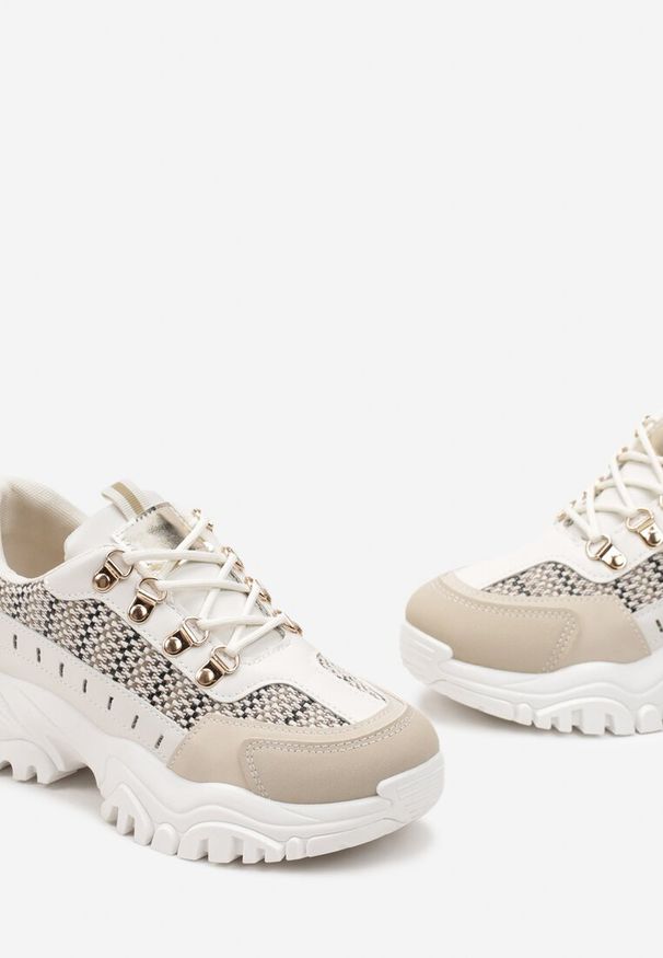 Born2be - Beżowe Sneakersy na Grubej Podeszwie Frostina. Kolor: beżowy