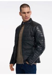 Ochnik - Kurtka skórzana męska ocieplana. Okazja: na co dzień. Typ kołnierza: kołnierzyk stójkowy. Kolor: czarny. Materiał: skóra. Długość: krótkie. Styl: casual, klasyczny #2
