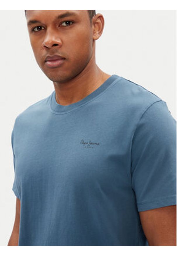 Pepe Jeans T-Shirt Jacko PM508664 Niebieski Regular Fit. Kolor: niebieski. Materiał: bawełna