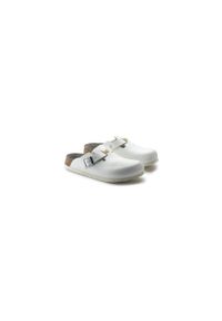 Buty do chodzenia damskie Birkenstock Boston Esd. Zapięcie: bez zapięcia. Kolor: biały. Materiał: materiał, skóra. Szerokość cholewki: normalna. Sport: turystyka piesza