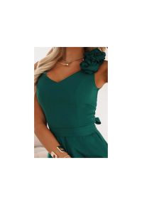 Numoco - Długa suknia wieczorowa i na wesele rozkloszowana zielona. Okazja: na ślub cywilny, na wesele. Kolor: zielony. Styl: wizytowy. Długość: maxi #3