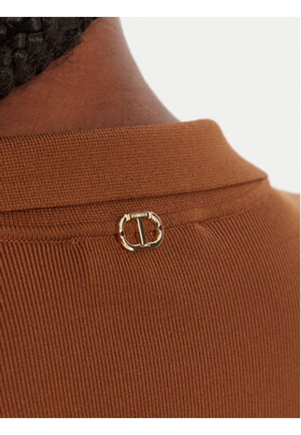 TwinSet - TWINSET Sukienka dzianinowa 252TP3110 Brązowy Regular Fit. Kolor: brązowy. Materiał: syntetyk