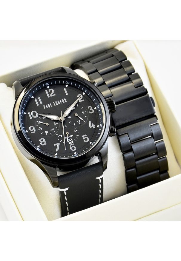 Zegarek Paul Lorens Zegarek męski BAYAS - PL20011A-1A5 z dwoma paskami