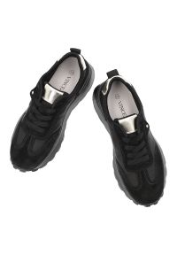 Czarne Sneakersy Vinceza Sportowe Obuwie Damskie. Okazja: na co dzień, na spacer. Kolor: czarny. Materiał: materiał, skóra. Szerokość cholewki: normalna. Sport: turystyka piesza #3