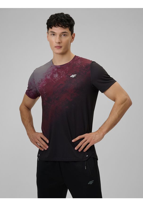 4f - 4F Koszulka treningowa regular szybkoschnąca męska - burgundowy M. Kolor: czerwony. Materiał: skóra. Sport: fitness