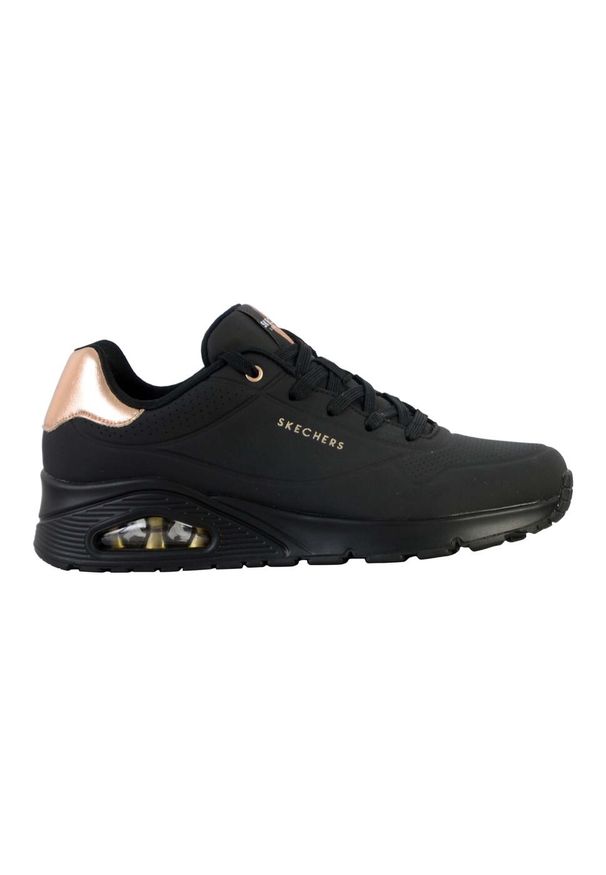 skechers - Buty na co dzień damskie SKECHERS UNO sneakersy. Okazja: na co dzień. Zapięcie: sznurówki. Kolor: czarny. Materiał: materiał, syntetyk. Szerokość cholewki: normalna. Sport: turystyka piesza