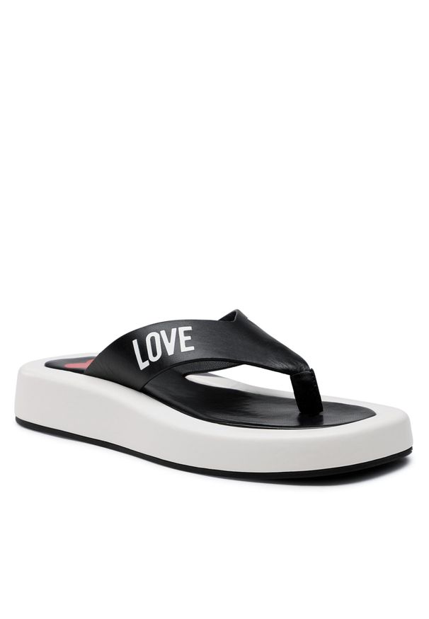 Love Moschino - Japonki LOVE MOSCHINO JA28293G0EIE300A Nero/Bianco. Kolor: czarny. Materiał: skóra