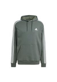 Adidas - Bluza męska adidas Essentials Fleece 3-Stripes Hoodie. Typ kołnierza: kaptur. Kolor: biały, zielony, wielokolorowy. Materiał: polar, materiał #2