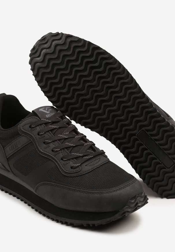 Born2be - Czarne Buty Sportowe Sneakersy na Podeszwie z Tłoczeniami Elanoveia. Okazja: na co dzień. Kolor: czarny. Materiał: jeans. Obcas: na obcasie. Wysokość obcasa: niski